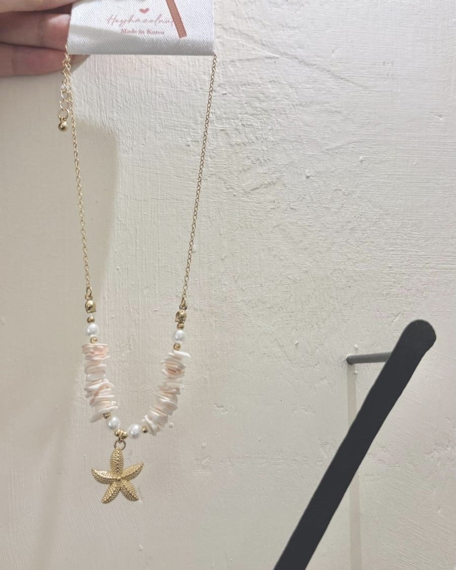 Summer貝殼片海星吊墜頸鏈