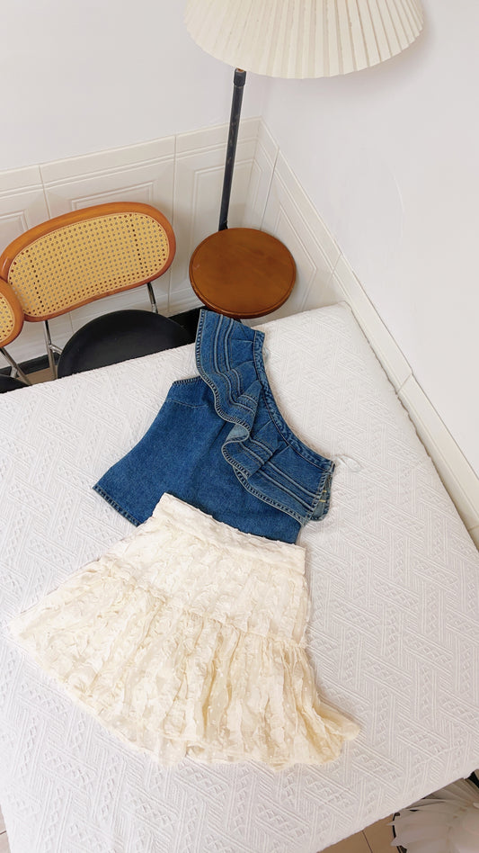 洗水牛仔Ruffles Top