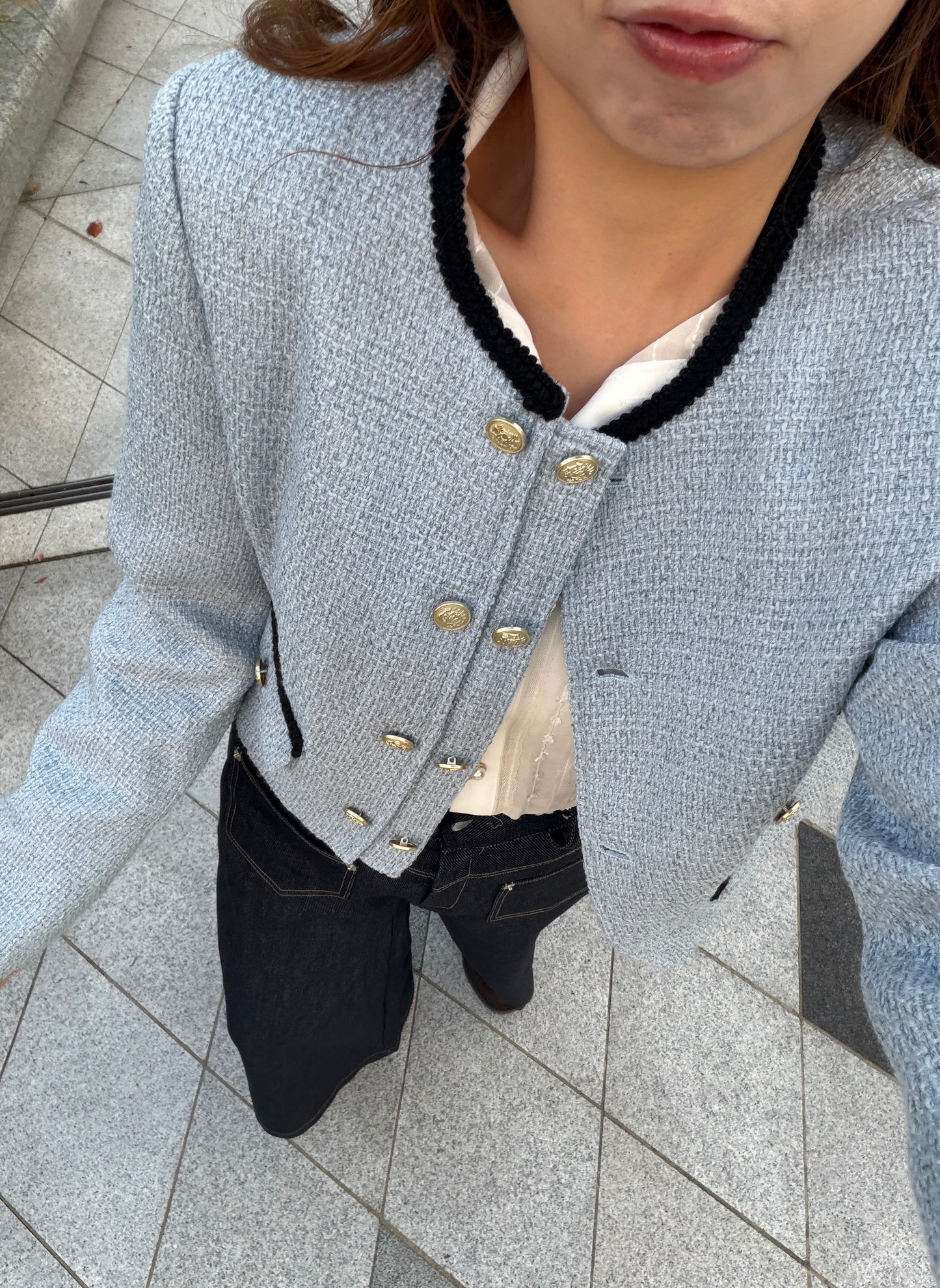 韓國連線⚡️Deluxe Blue/Black Tweed Jacket