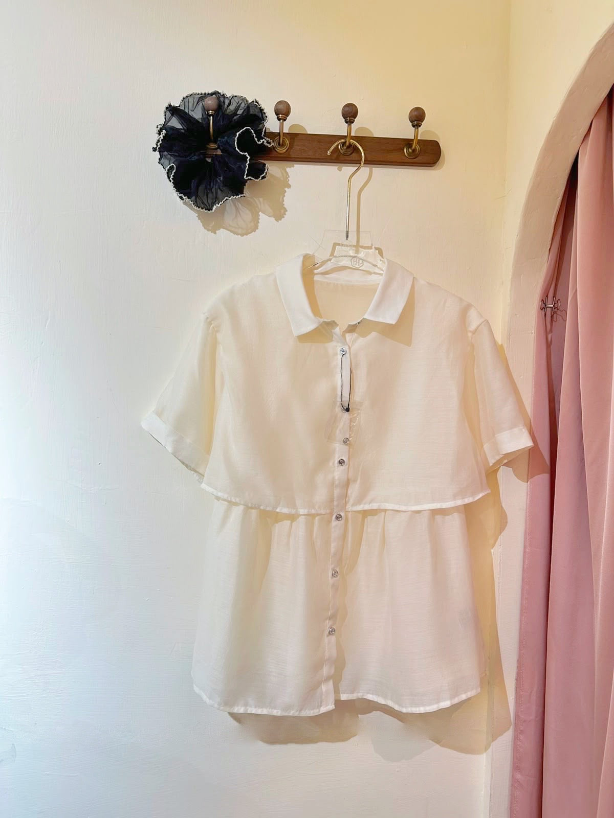 夏日雲朵・微透光感天絲短袖襯衫