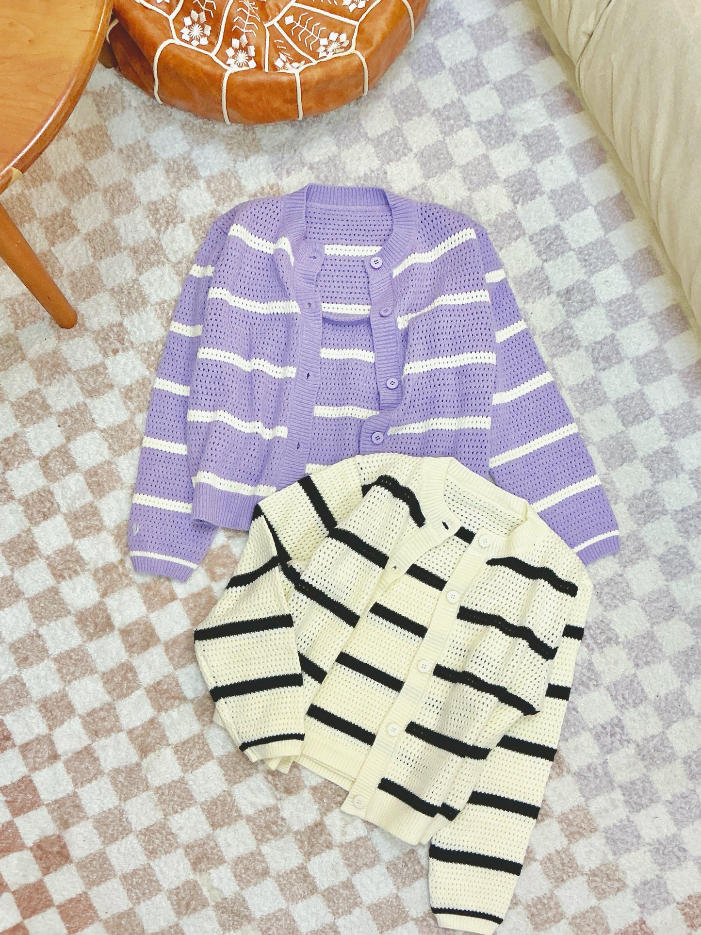 間條針織上衣套裝