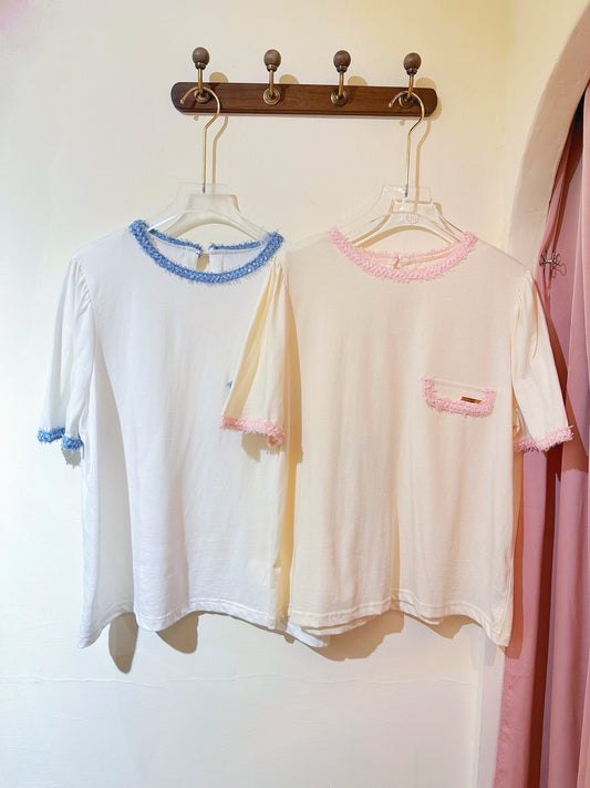 韓國連線🇰🇷Tweed Trims Jersey Top