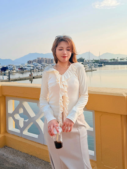 浪漫序曲・層次感荷葉邊針織Top