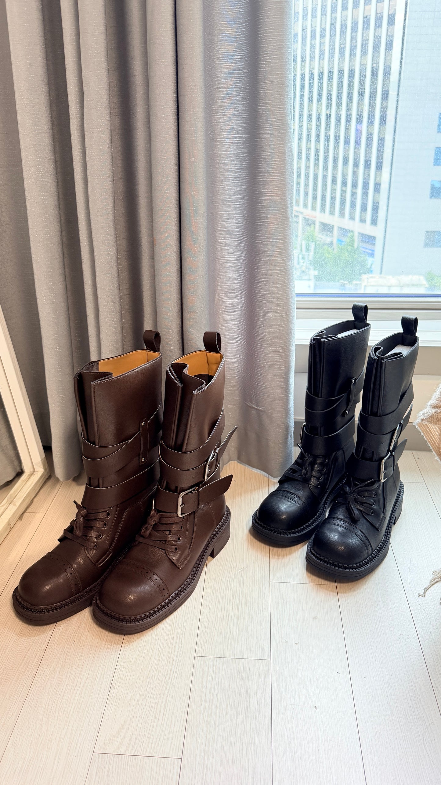 韓國直播⚡️真皮搭帶軍Boots