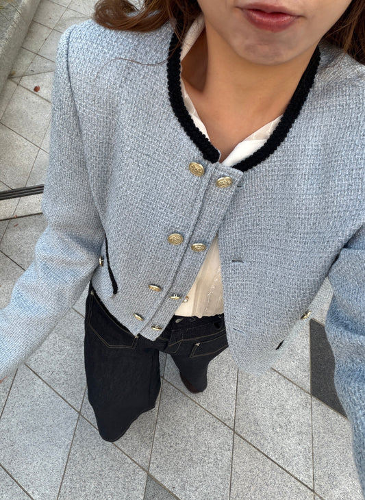 韓國連線⚡️Deluxe Blue/Black Tweed Jacket