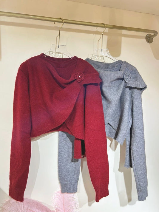 山茶花斗蓬針織Top