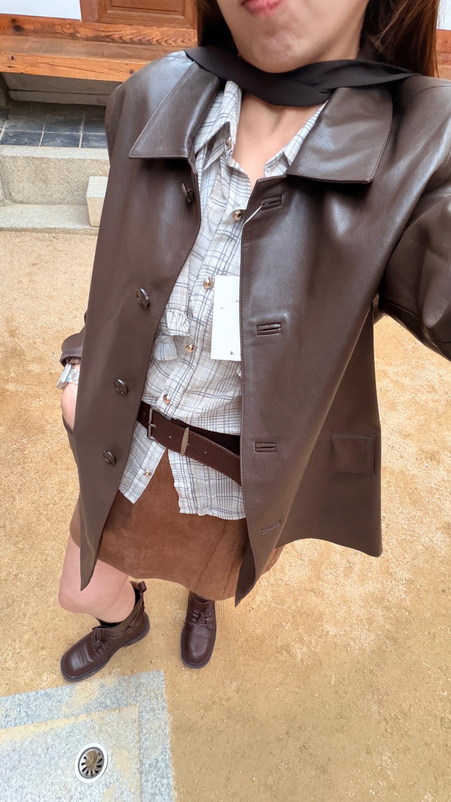 韓國連線⚡️Deluxe Faux Leather Coat