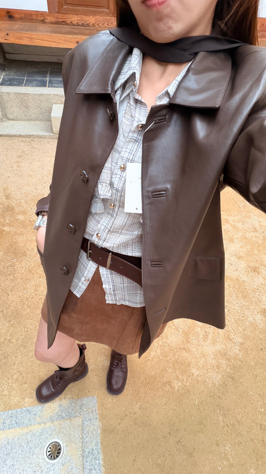 韓國連線⚡️Deluxe Faux Leather Coat