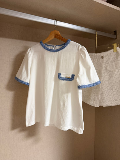 韓國連線🇰🇷Tweed Trims Jersey Top