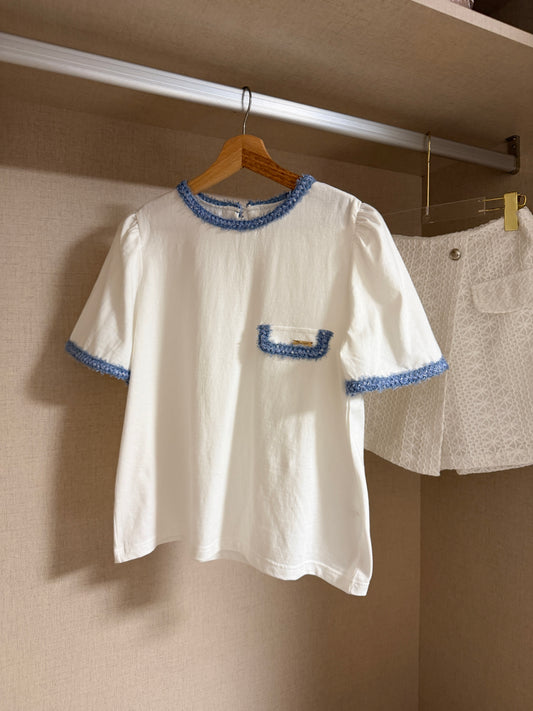 韓國連線🇰🇷Tweed Trims Jersey Top