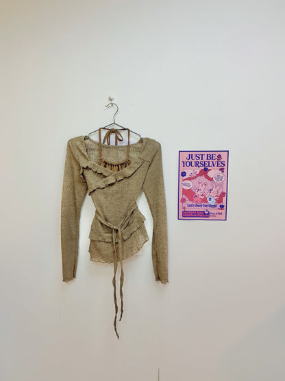 假二件掛頸針織Top